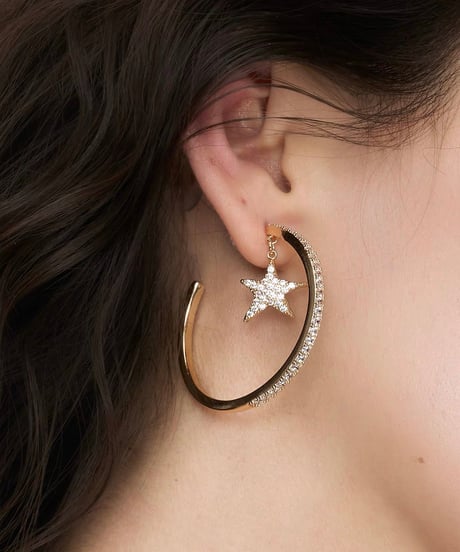Glitter star hoop pierce