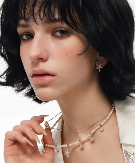 Glitter star pearl necklace
