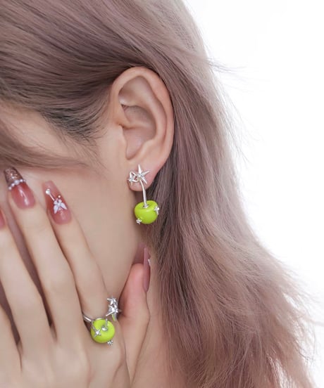 Green apple sparkle silver pierce