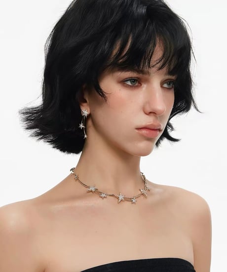 Glitter star cascade necklace