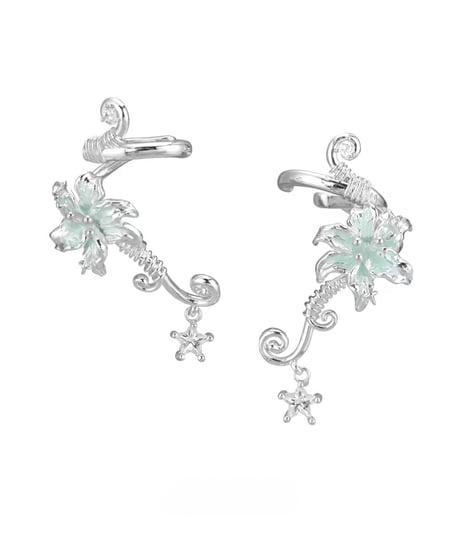 Mist mint lily ear cuff