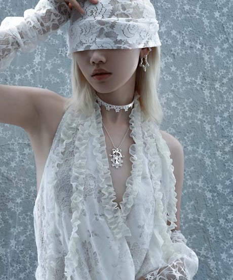 Star lace choker & cat ribbon necklace