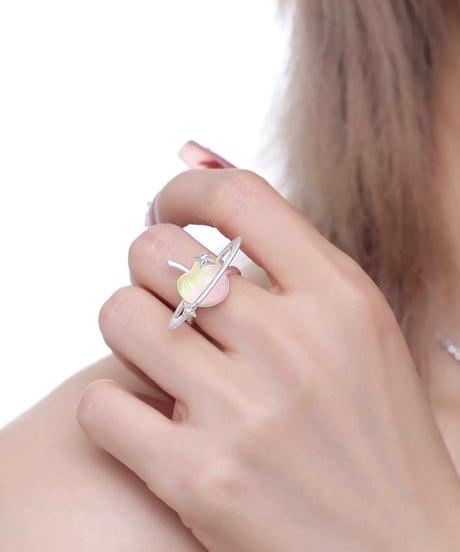 Apple heart planet ring