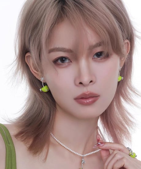 Green apple sparkle silver pierce