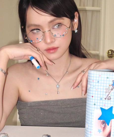Azure cross star key necklace