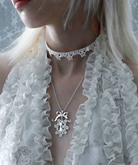 Star lace choker & cat ribbon necklace
