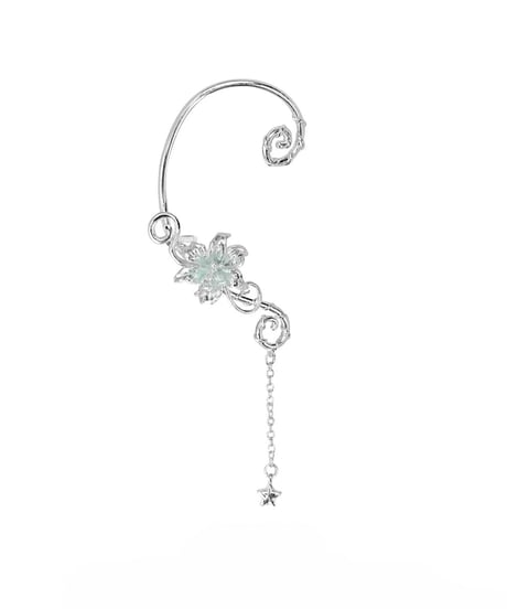 Mist mint lily roll ear cuff