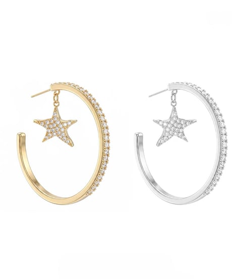 Glitter star hoop pierce