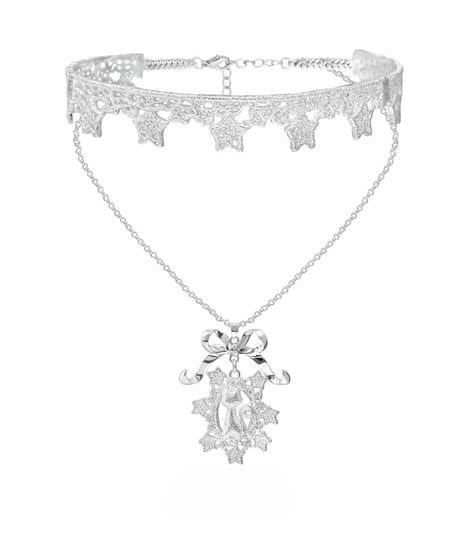 Star lace choker & cat ribbon necklace