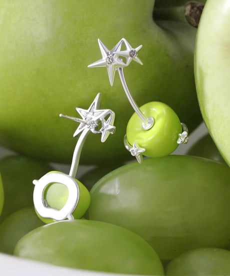Green apple sparkle silver pierce