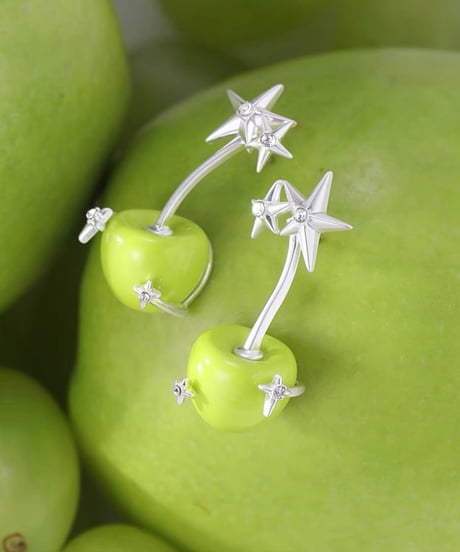 Green apple sparkle silver pierce