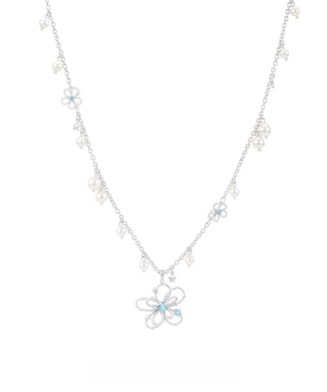 Blue blossom pearl  necklace