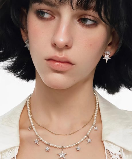 Glitter star pearl necklace