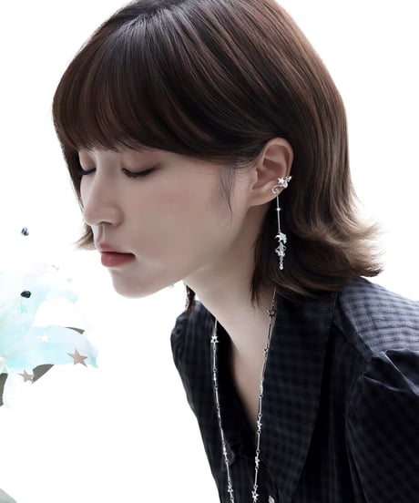 Mist mint lily drop ear cuff