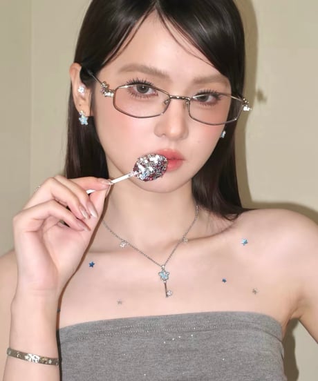 Azure cross star key necklace
