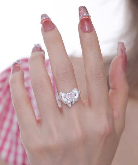 Dreamy pink ribbon ring
