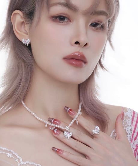 Dreamy pink ribbon pearl necklace