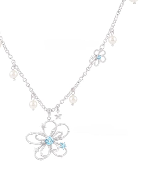 Blue blossom pearl  necklace