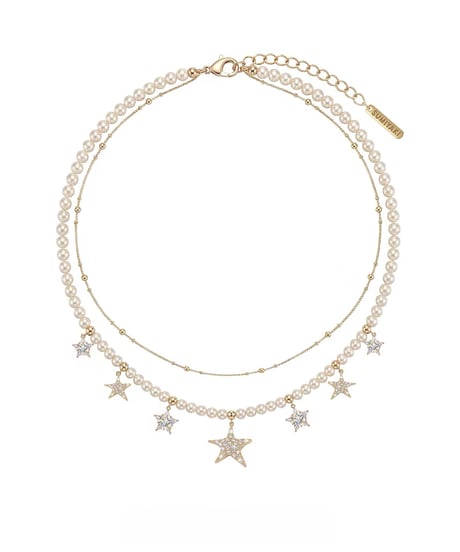 Glitter star pearl necklace