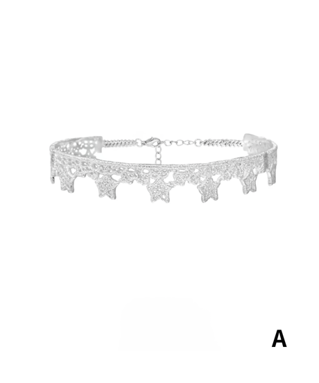 Star lace choker & cat ribbon necklace