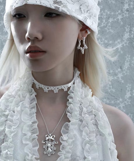 Star lace choker & cat ribbon necklace