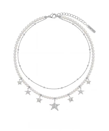 Glitter star pearl necklace