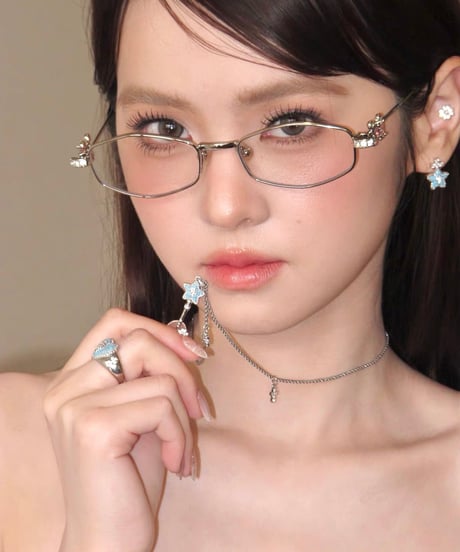 Azure cross star key necklace