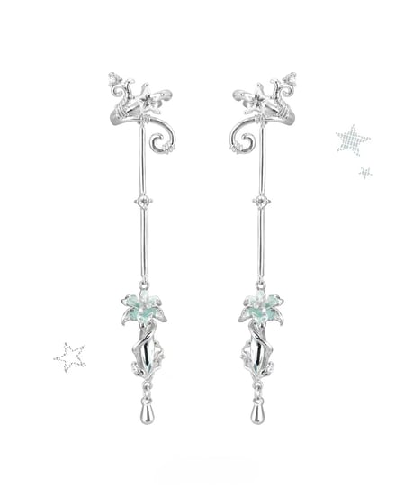 Mist mint lily drop ear cuff