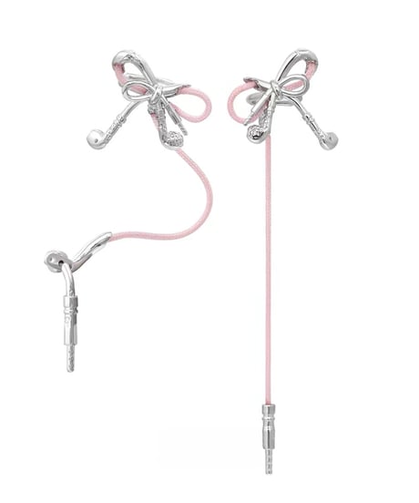 Ribbon earphone cord long pierce
