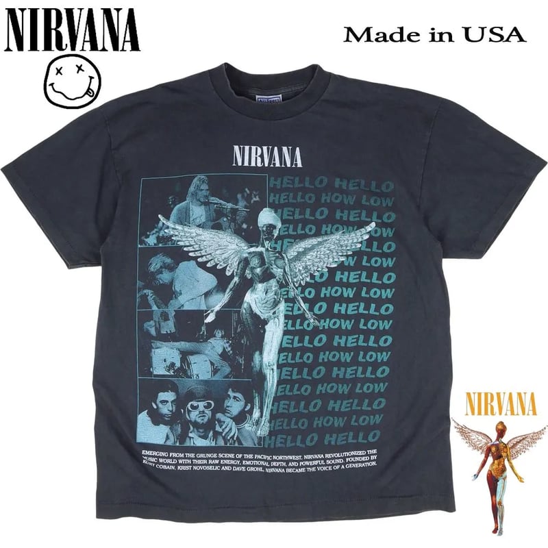 NIRVANA ニルバーナ Tシャツ IN UTERO HELLO 1993 ブラック ニルヴ