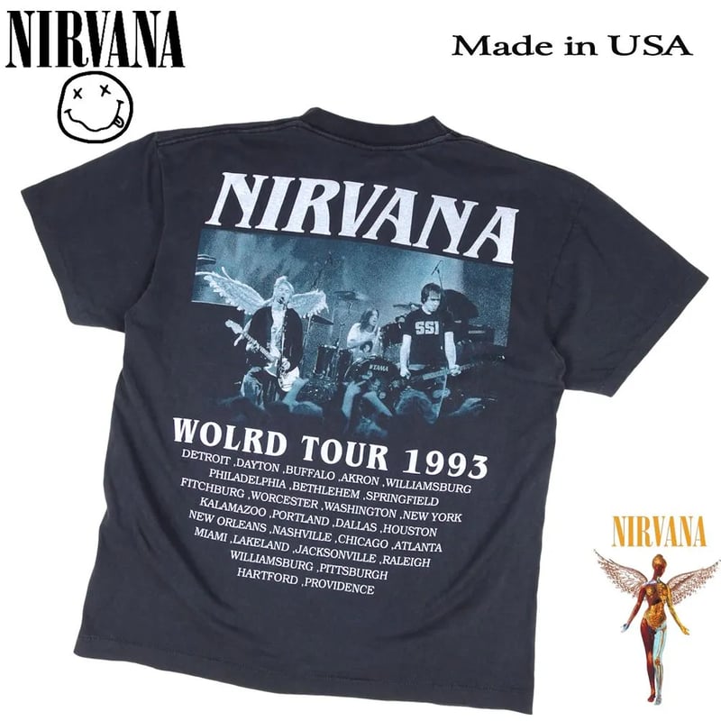 NIRVANA Anvil ニルヴァーナ バンドTシャツ ブラック Lサイズ NIRVANA ニルバーナ Tシャツ IN UTERO HELLO 1993 ブラック ニルヴ