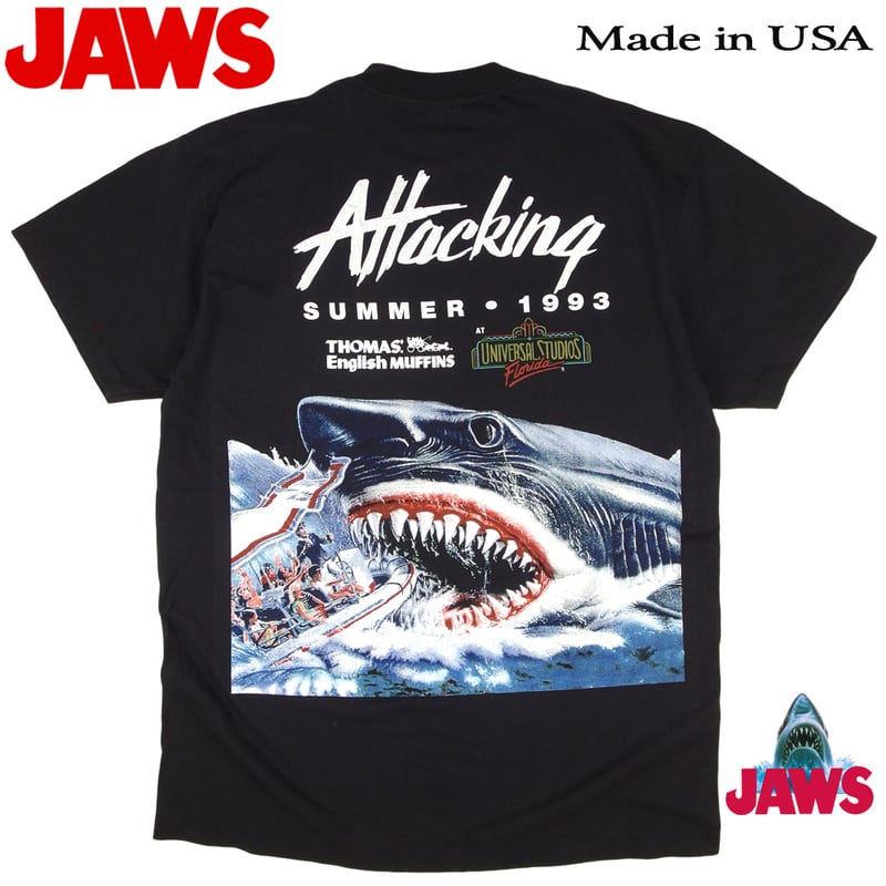 3778 Jaws　ジョーズ　ムービーT　シングルステッチ　Tシャツ　黒 メンズ 3778 Jaws ジョーズ ムービーT シングルステッチ Tシャツ 黒
