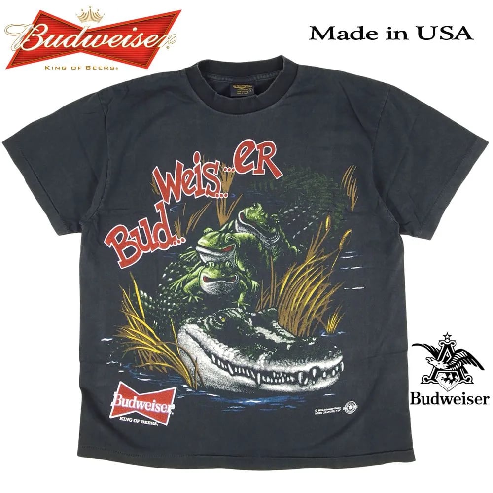 Budweiser ワニ プリント Tシャツ ブラック L Budweiser バドワイザー Tシャツ ブラック Lサイズ 半袖 アメリカ