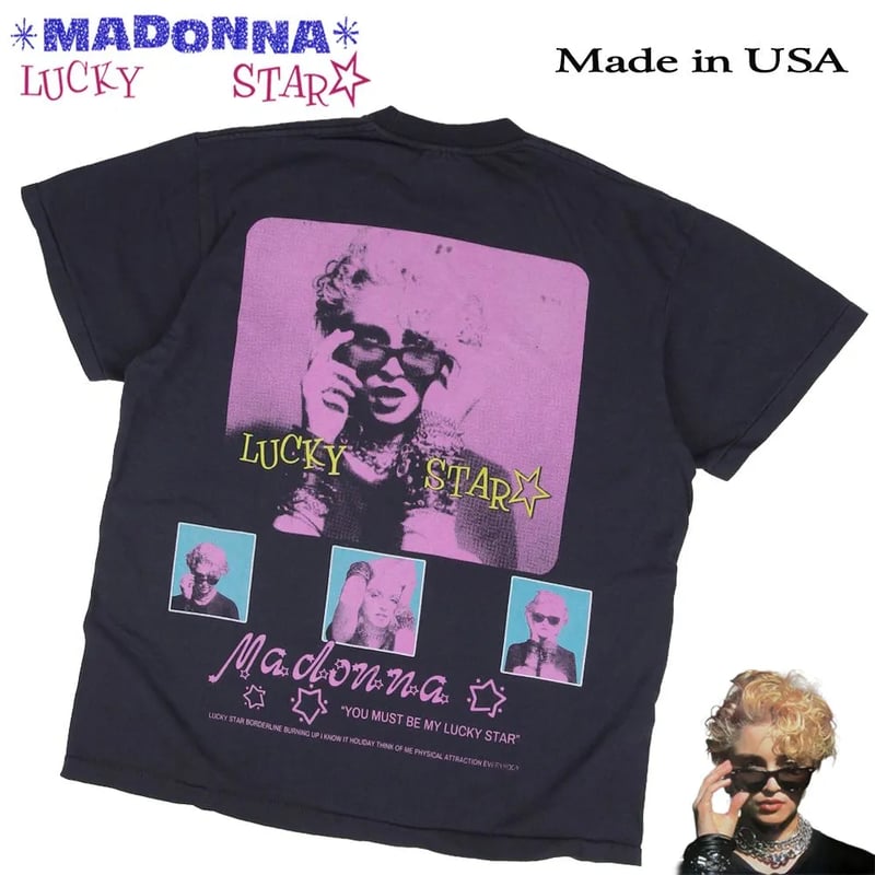 MADONNA マドンナ Tシャツ USA製 ブラック バンドT LUCKY STAR 198