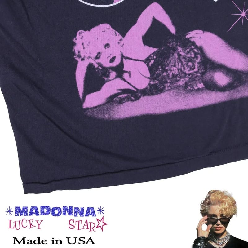 MADONNA マドンナ Tシャツ USA製 ブラック バンドT LUCKY STAR 198