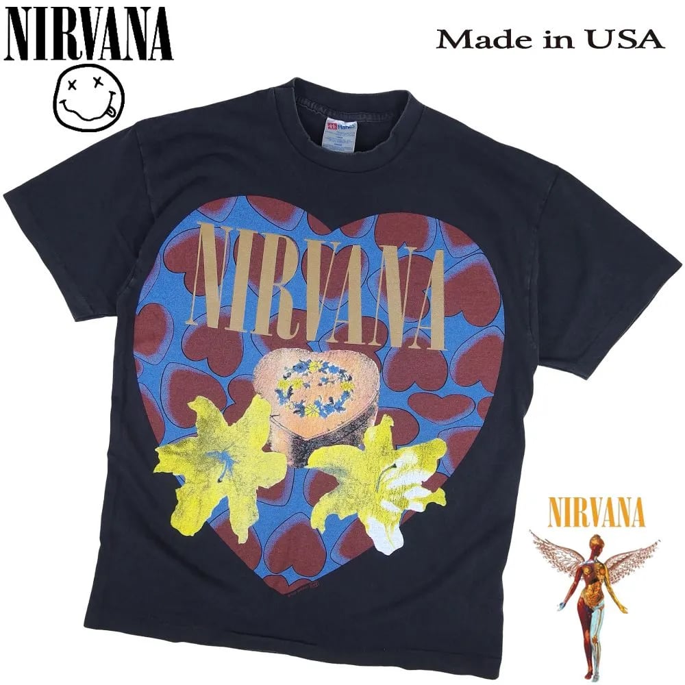 NIRVANA ニルヴァーナ Tシャツ ハートシェイプ USA製 ブラック Lサイズ
