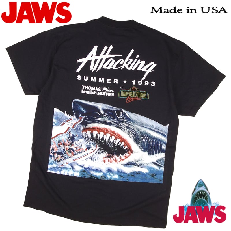 JAWS ジョーズ Tシャツ USA 1993年 アメリカ ムービーブラック UNIVERSA