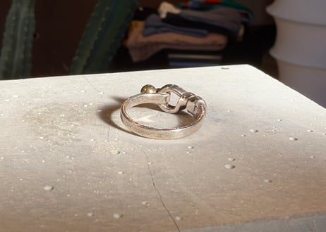TIFFANY＆Co. ティファニー ラブノット フック＆アイ リング SV925×750(K18) 8号 ビンテージ