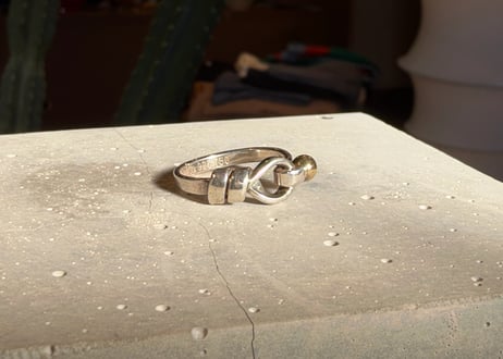 TIFFANY＆Co. ティファニー ラブノット フック＆アイ リング SV925×750(K18) 8号 ビンテージ