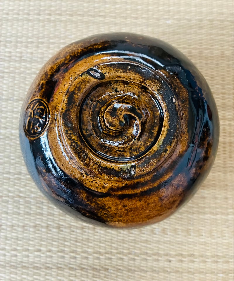 美品/j桐共箱/ウコン布/栞付】大樋焼 二代目大樋一平造 飴楽茶碗 大樋