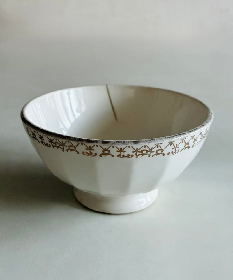 金継ぎ 貫入有】ヴィンテージカフェオレボウル 見立て抹茶碗
