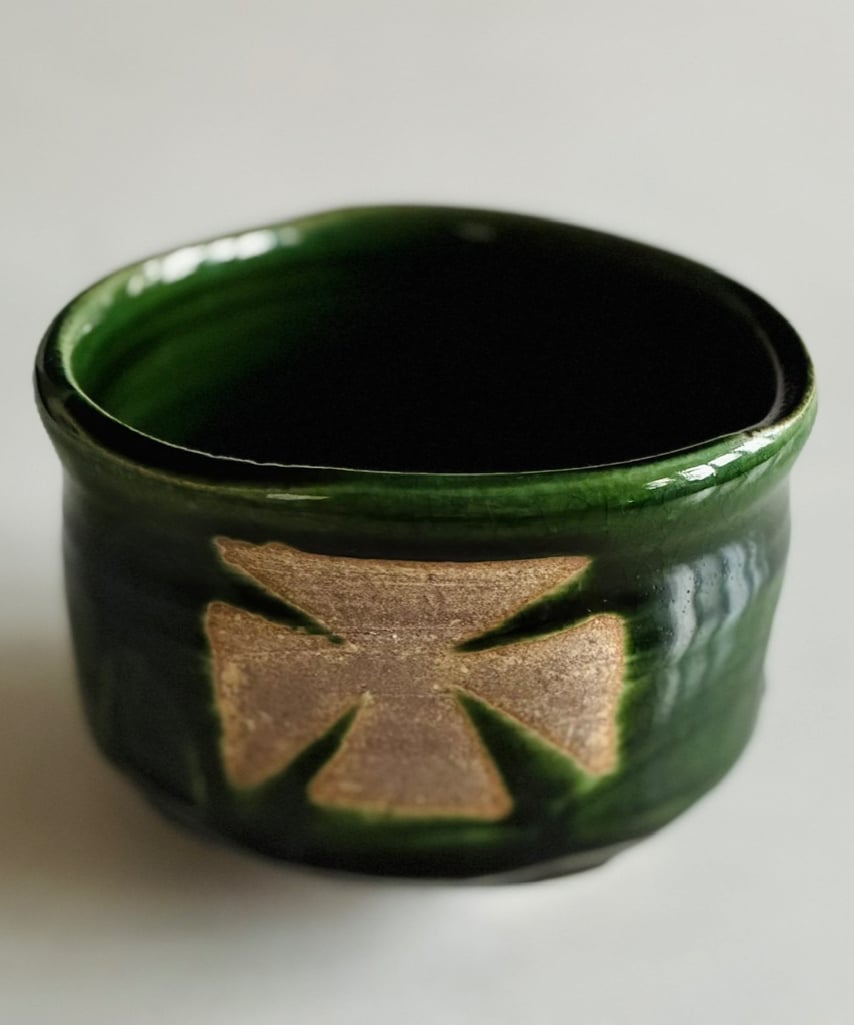 美品】 近藤隆司造 織部クルス茶碗 クリスマス茶碗 | ginyoudo