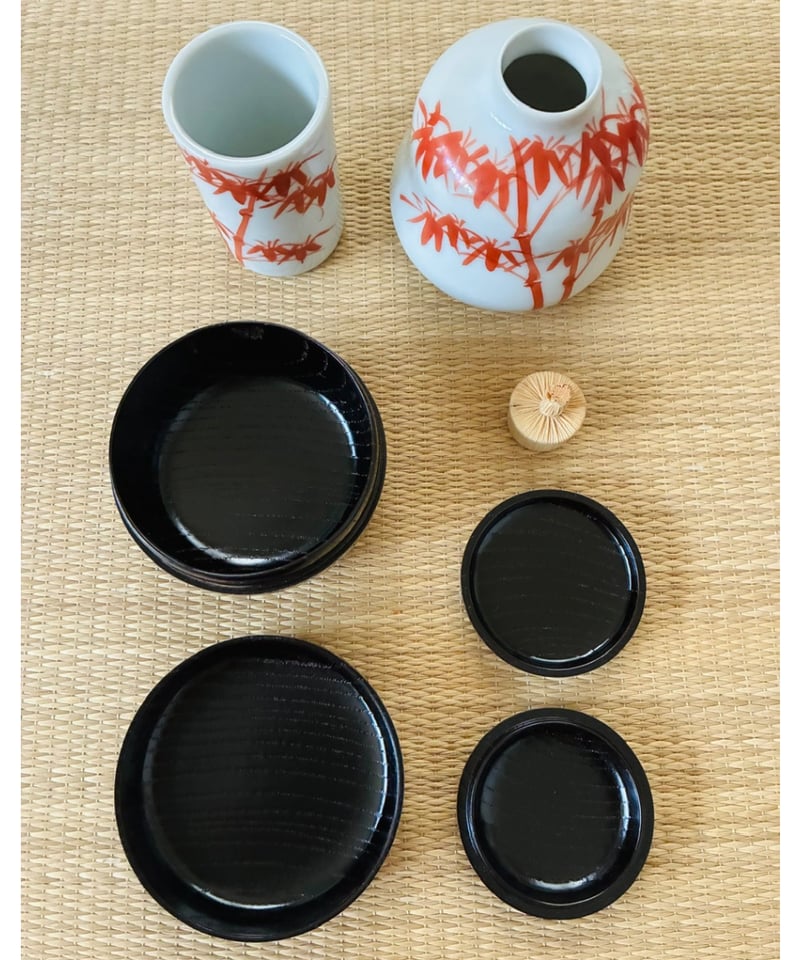 美品 茶箱元箱付】宗恵 曙塗利休茶箱7点セット 利休茶箱/茶箱用陶器3点