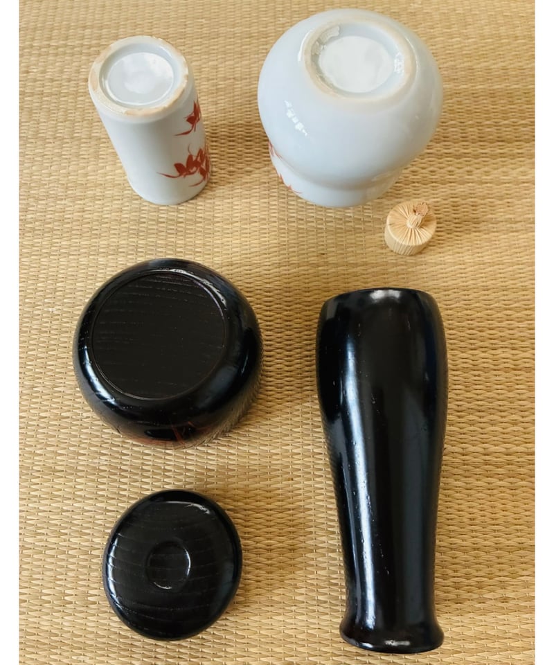 美品 茶箱元箱付】宗恵 曙塗利休茶箱7点セット 利休茶箱/茶箱用陶器3点