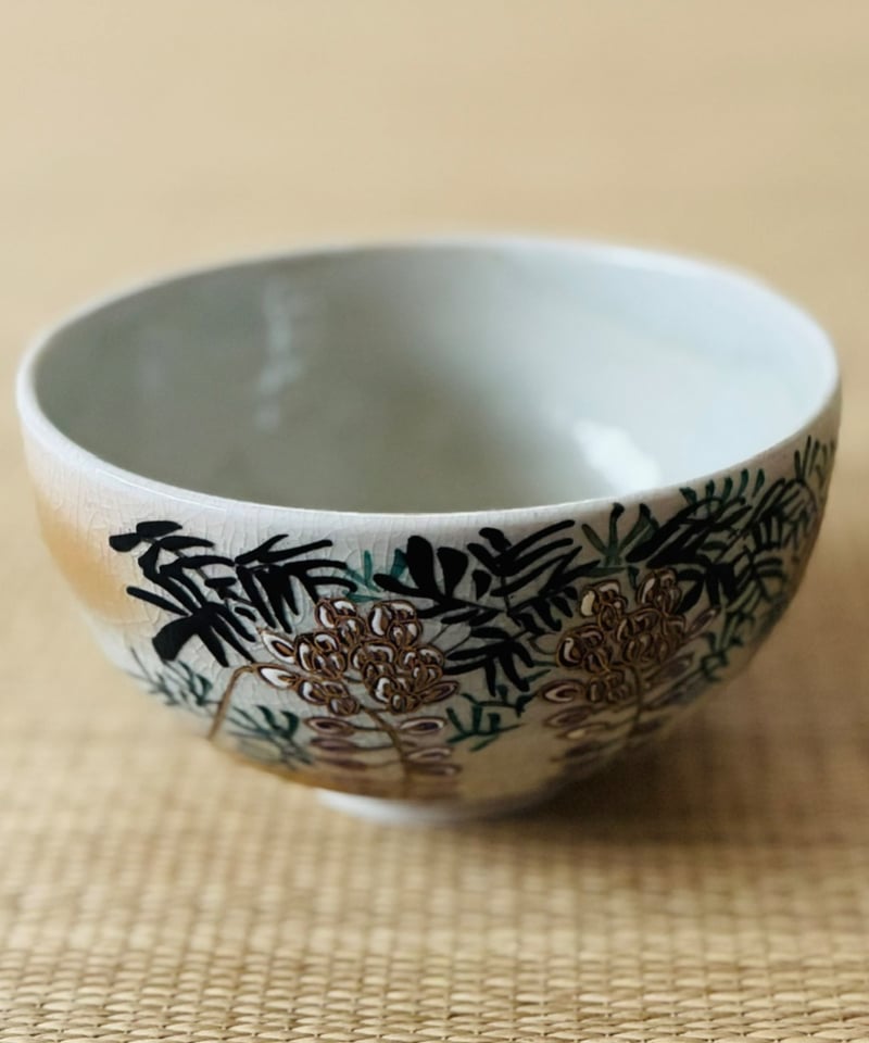 美品】作家もの サイン入り 貫入釉 藤の花 茶碗 抹茶碗 | ginyoudo