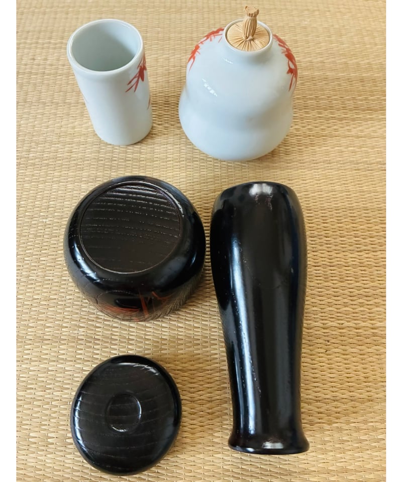美品 茶箱元箱付】宗恵 曙塗利休茶箱7点セット 利休茶箱/茶箱用陶器3点