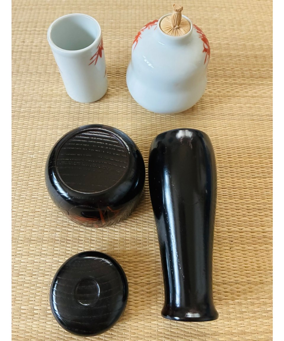 美品 茶箱元箱付】宗恵 曙塗利休茶箱7点セット 利休茶箱/茶箱用陶器3点
