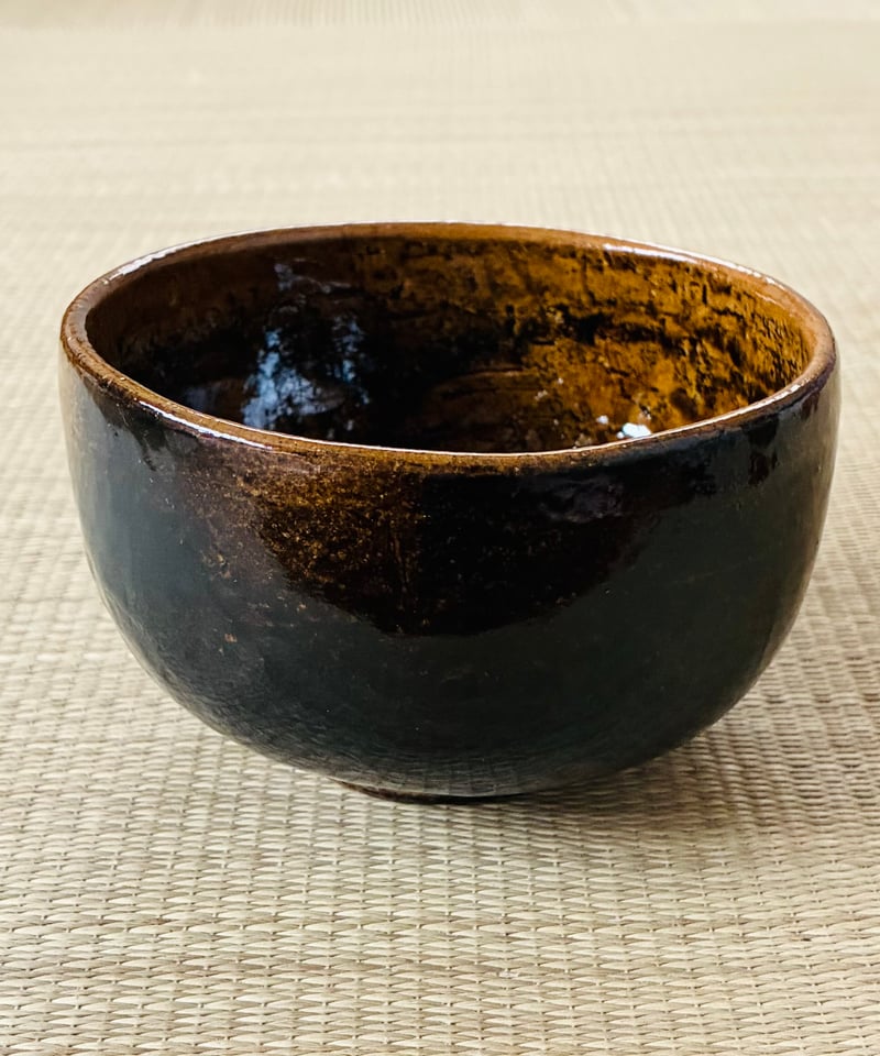 美品/j桐共箱/ウコン布/栞付】大樋焼 二代目大樋一平造 飴楽茶碗 大樋