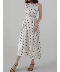 Sleeveless Polka Dot A-Line Midi Dress