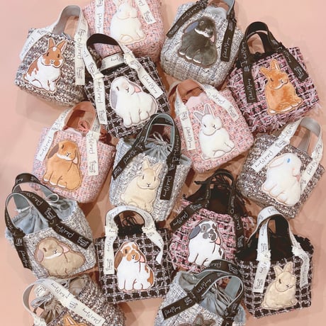 【10月後半お届け_オーダー受付】ラビット刺繍ツイードバッグ